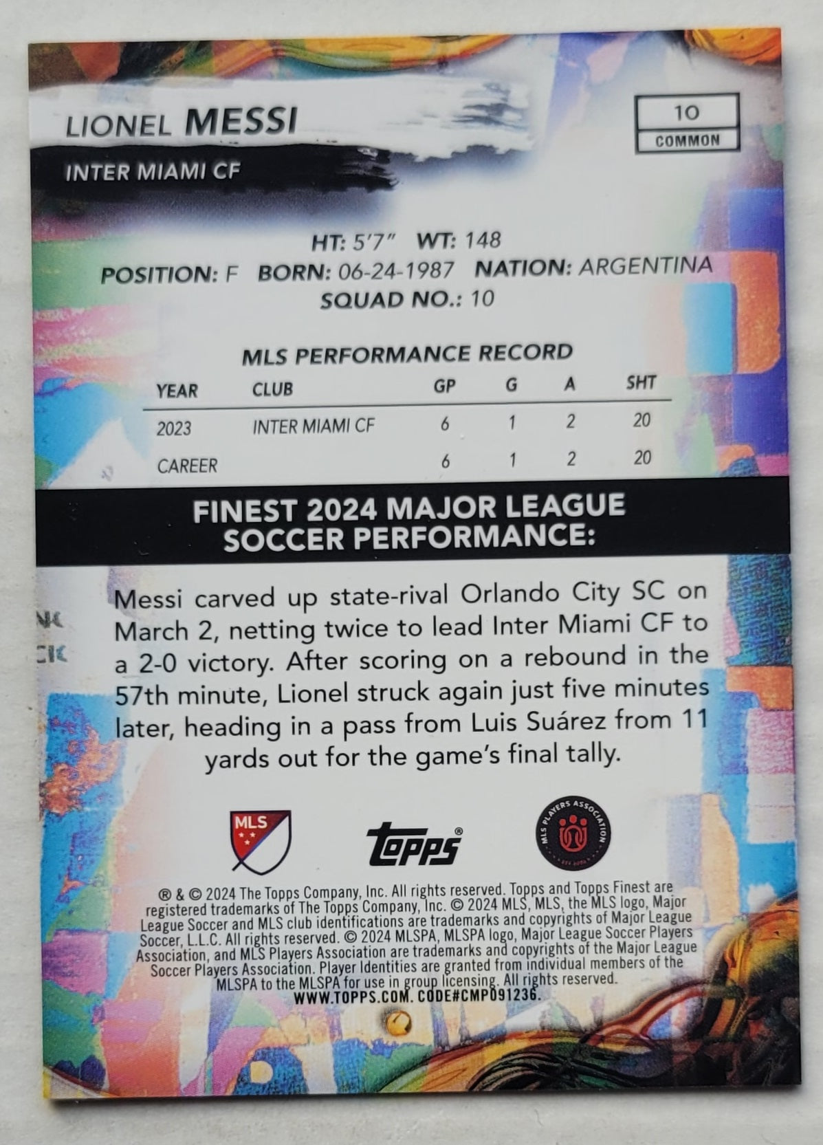 Lionel Messi - 2024 Finest MLS #10 C