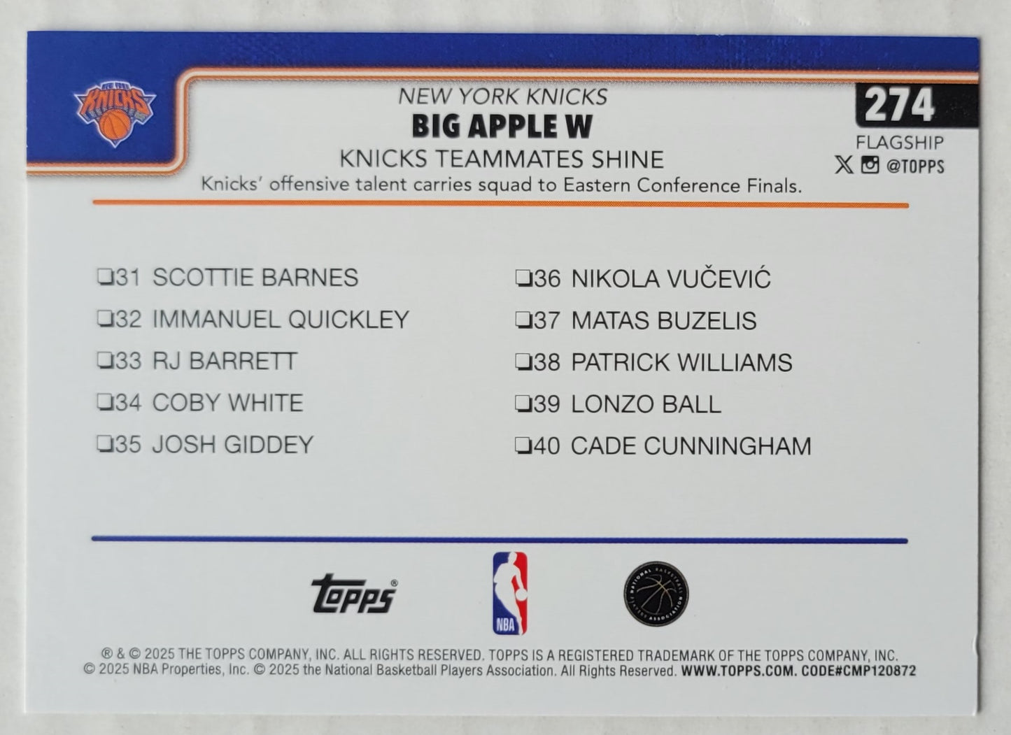 Jalen Brunson2025-26 Topps #274
