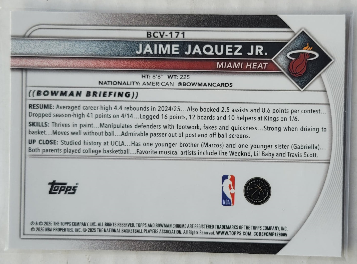 Jaime Jaquez Jr. - 2025-26 Bowman Chrome #BCV171