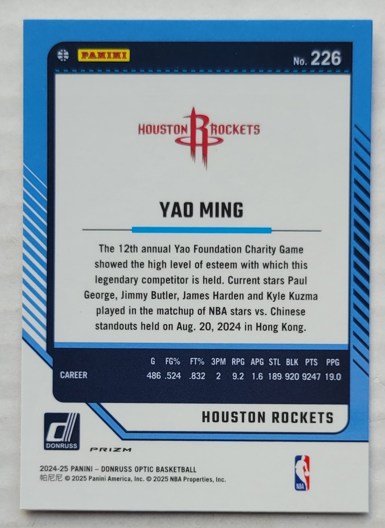 Yao Ming - 2024-25 Donruss Optic Fast Break Holo #226 LGD