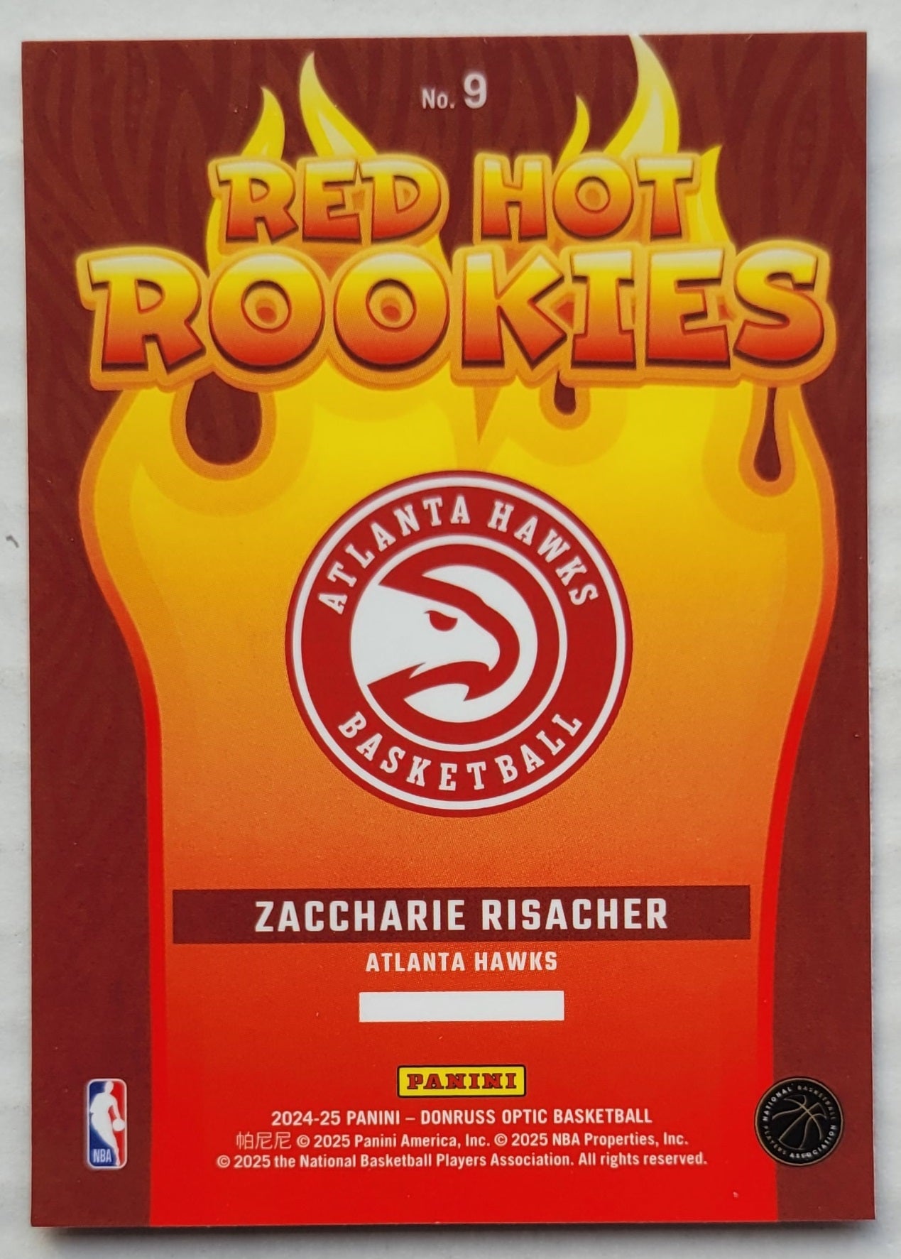 Zaccharie Risacher - 2024-25 Donruss Optic Red Hot Rookies #9