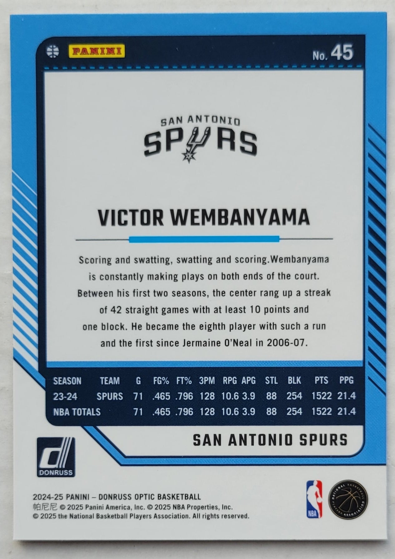 Victor Wembanyama - 2024-25 Donruss Optic #45