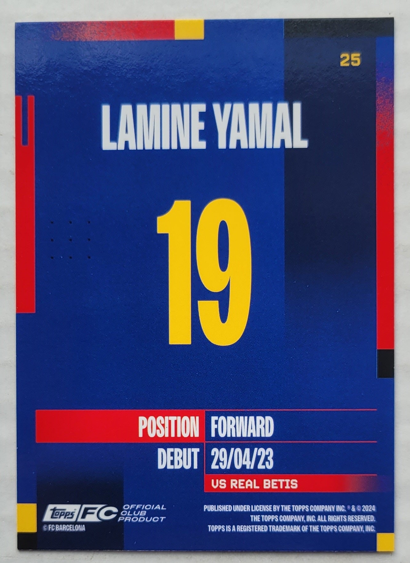 Lamine Yamal - 2024-25 FC Barcelona Topps Team Set #25