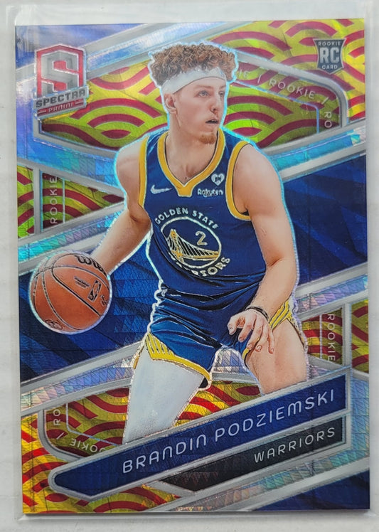 Brandin Podziemski - 2023-24 Panini Spectra International Red and Yellow #146 RC - 37/49