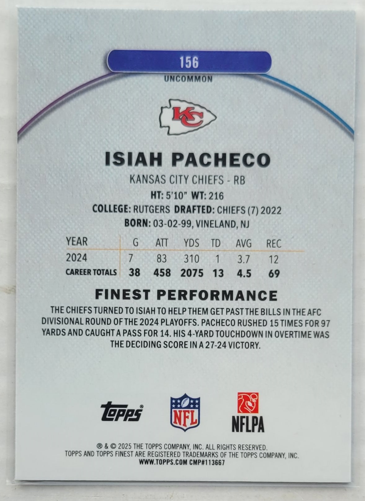 Isiah Pacheco - 2025 Finest #156