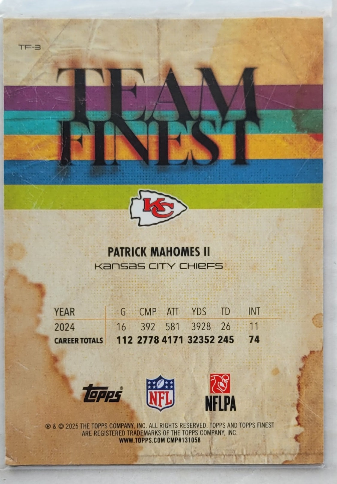 Patrick Mahomes II - 2025 Finest Team Finest #TF3