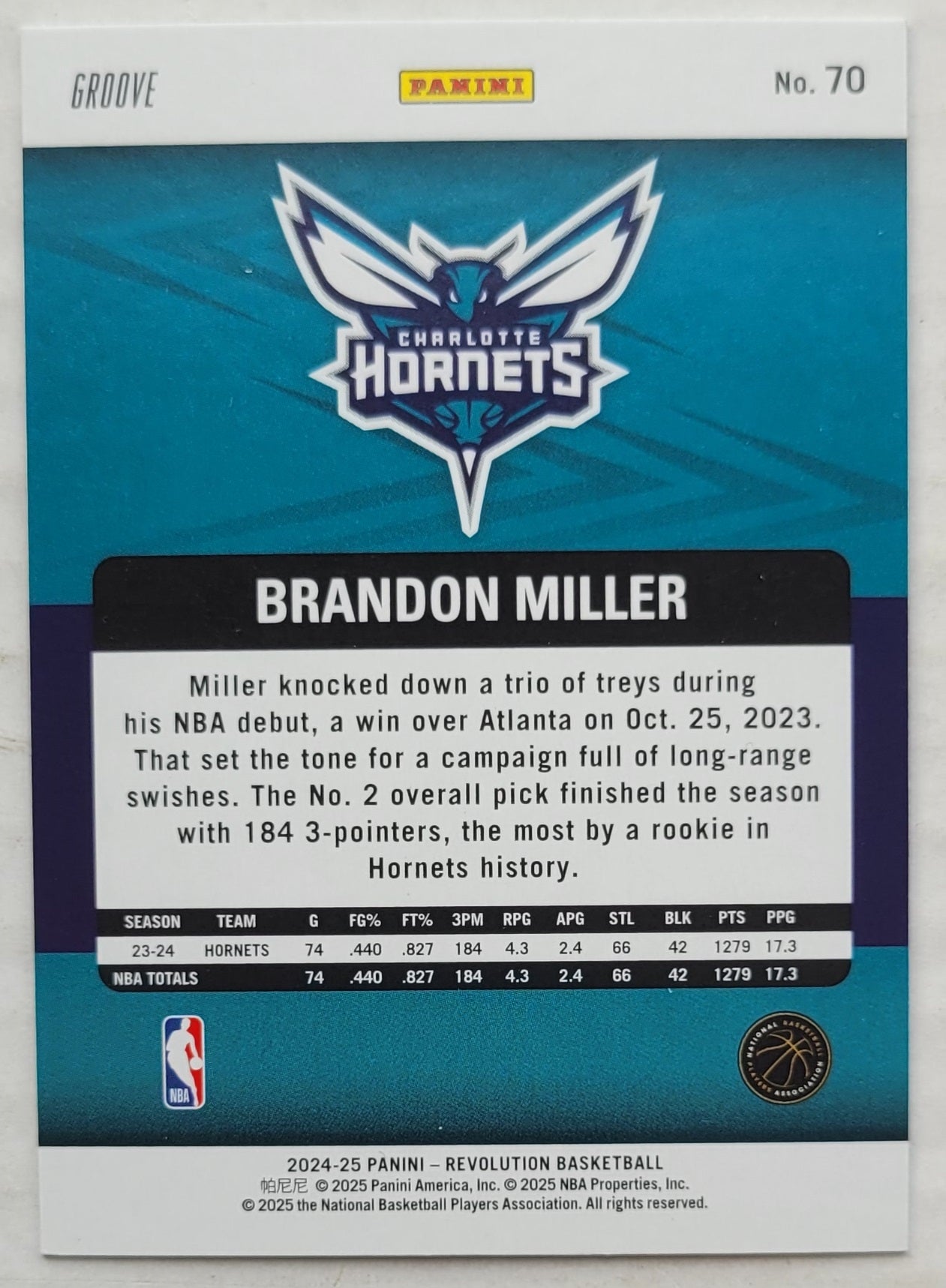 Brandon Miller - 2024-25 Panini Revolution Groove #70