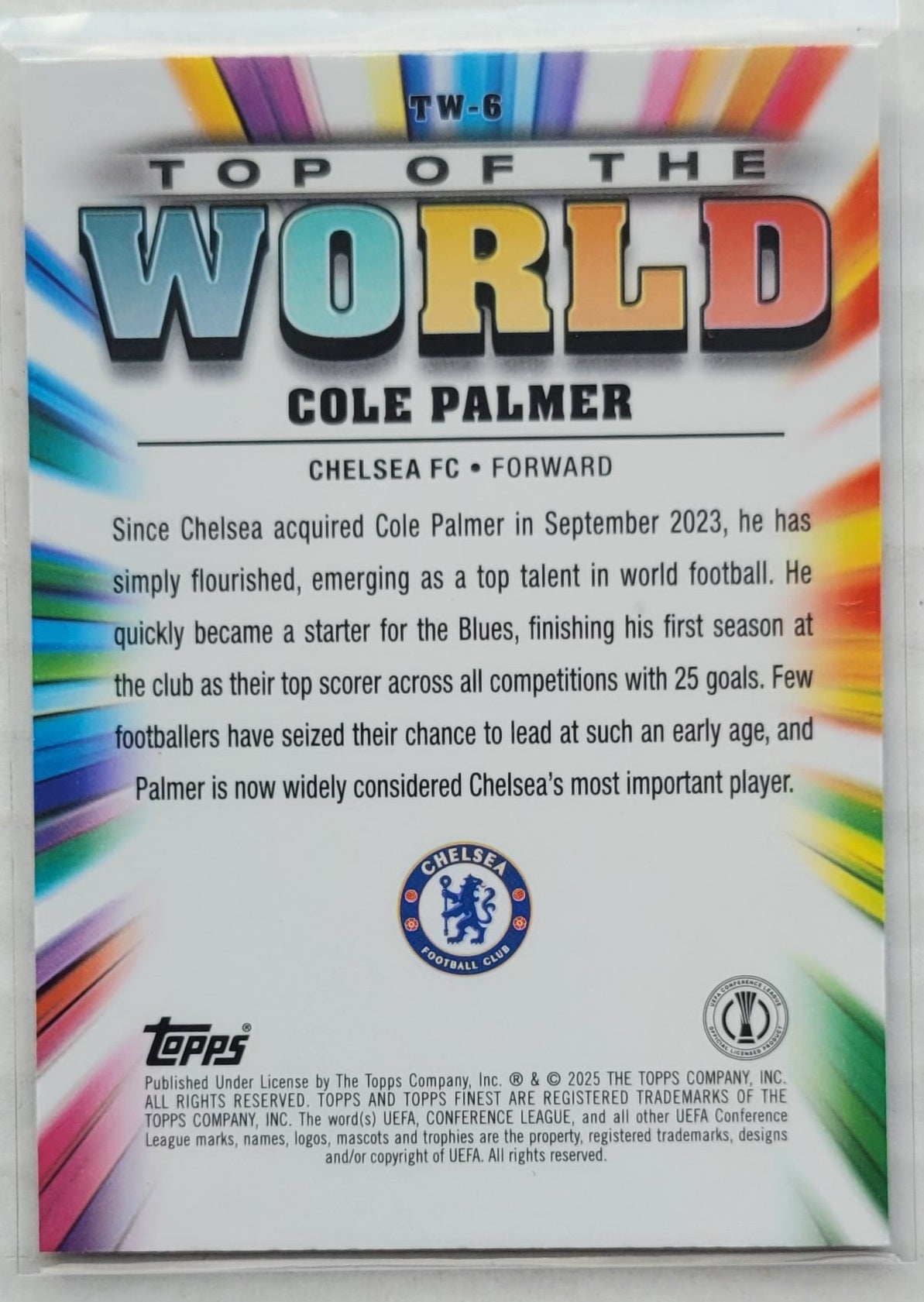 Cole Palmer - 2024-25 Finest UEFA Club Competitions Top of the World #TW6