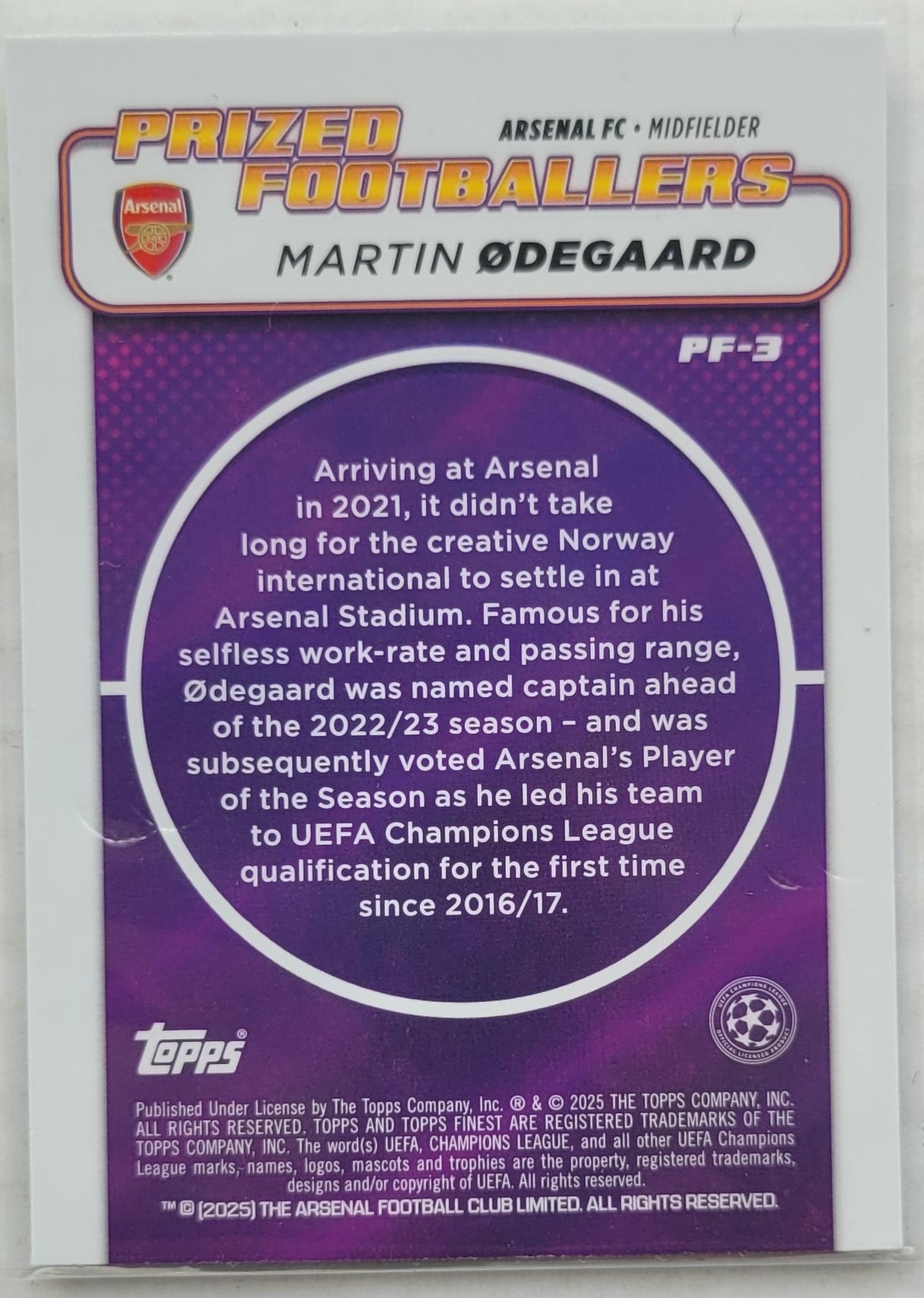 Martin Odegaard - 2024-25 Finest UEFA Club Competitions Prized Footballers #PF3