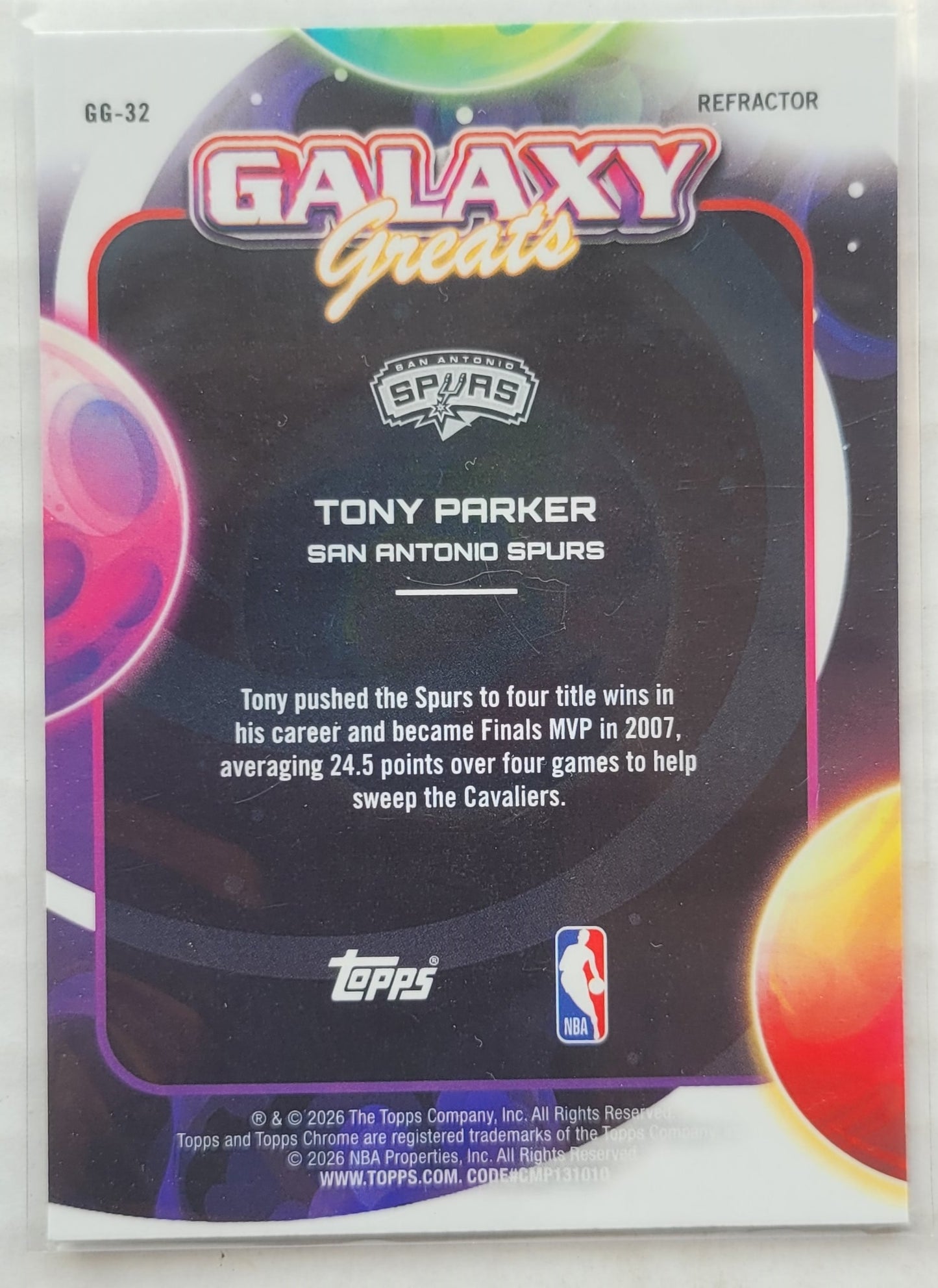 Tony Parker - 2025-26 Topps Cosmic Chrome Galaxy Greats Refractors #GG32