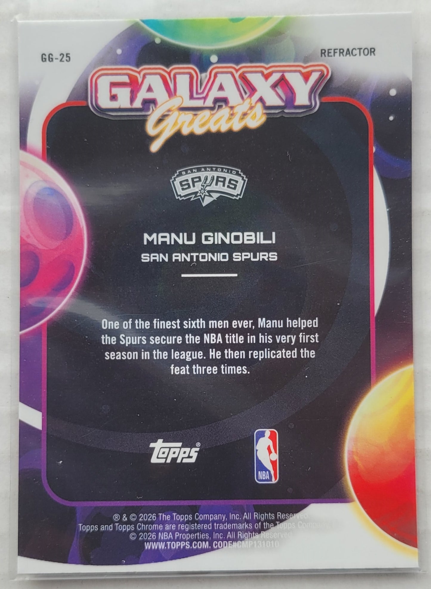 Manu Ginobili - 2025-26 Topps Cosmic Chrome Galaxy Greats Refractors #GG25