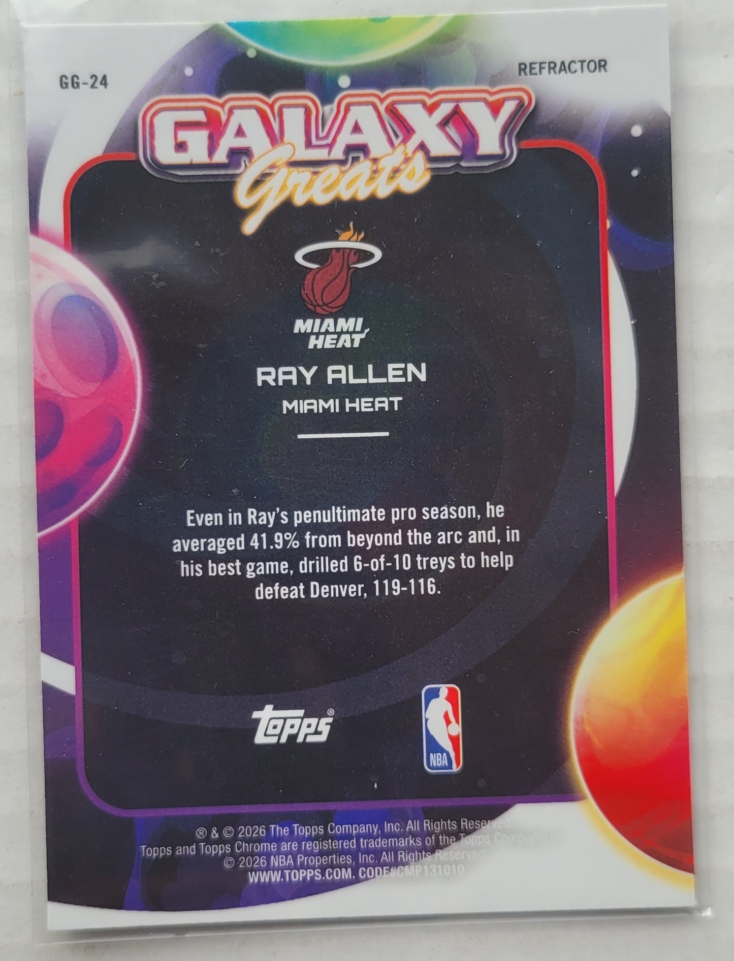 Ray Allen - 2025-26 Topps Cosmic Chrome Galaxy Greats Refractors #GG24