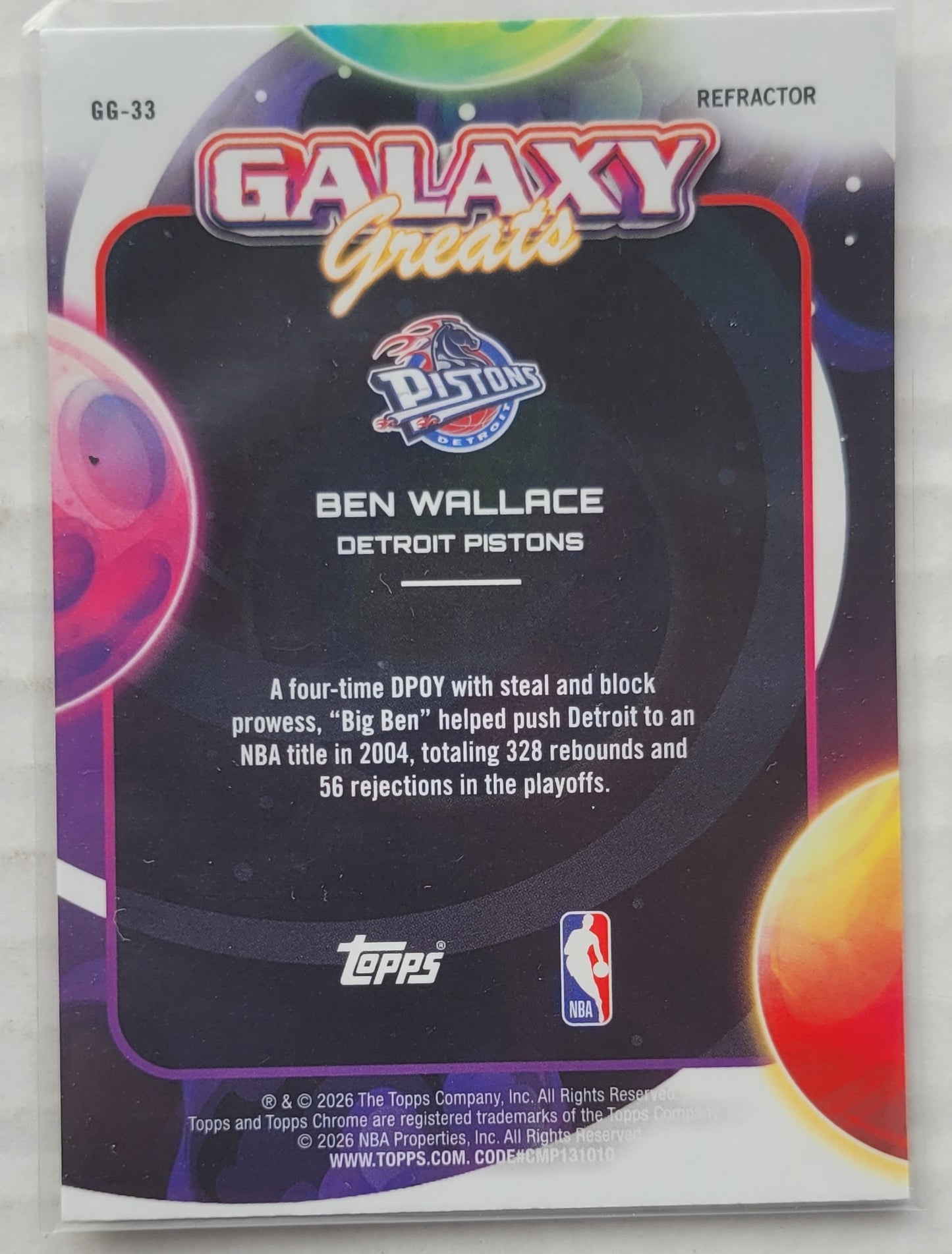 Ben Wallace - 2025-26 Topps Cosmic Chrome Galaxy Greats Refractors #GG33
