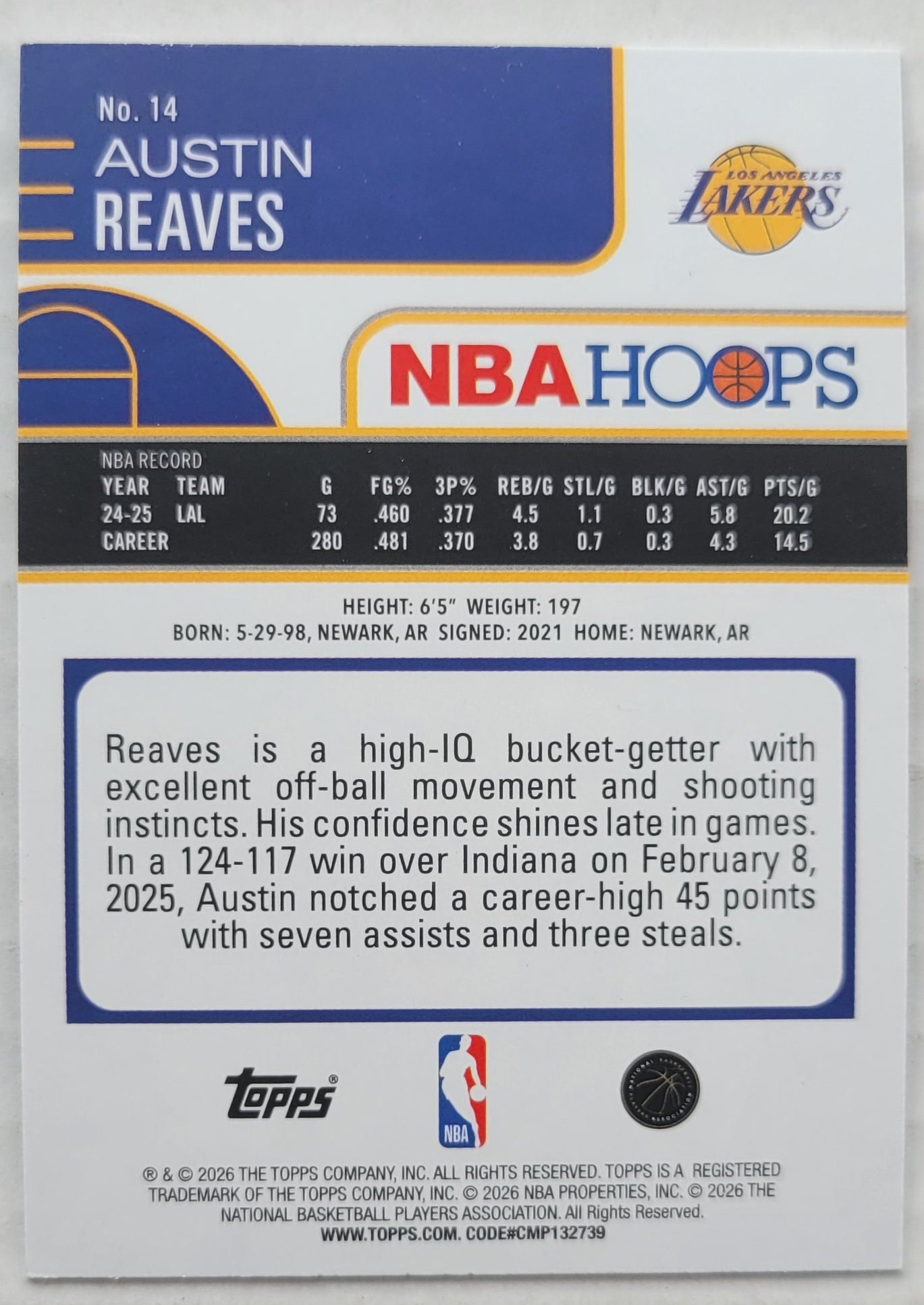 Austin Reaves - 2025-26 Hoops #14