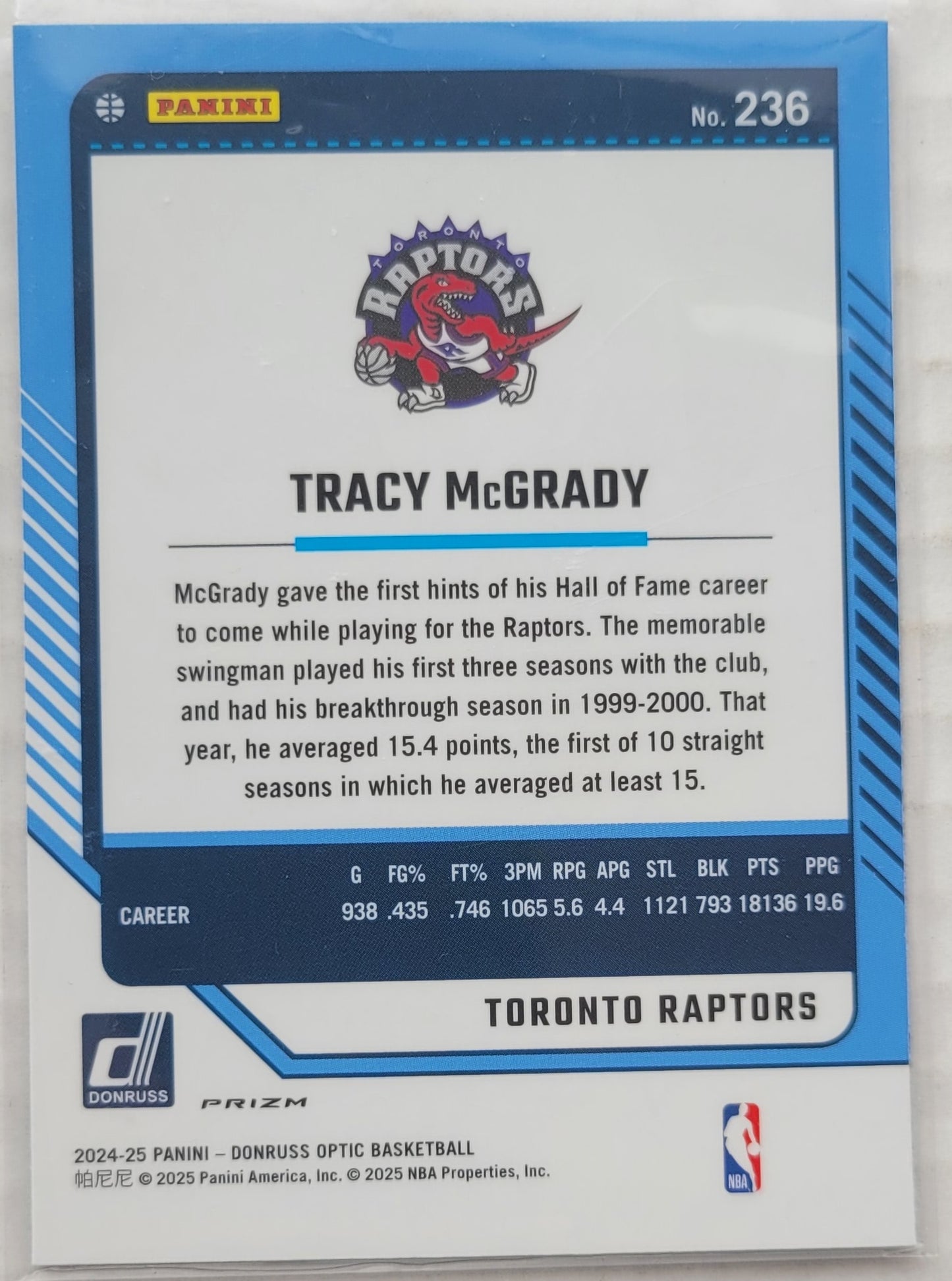 Tracy McGrady - 2024-25 Donruss Optic Purple Shock #236 LGD