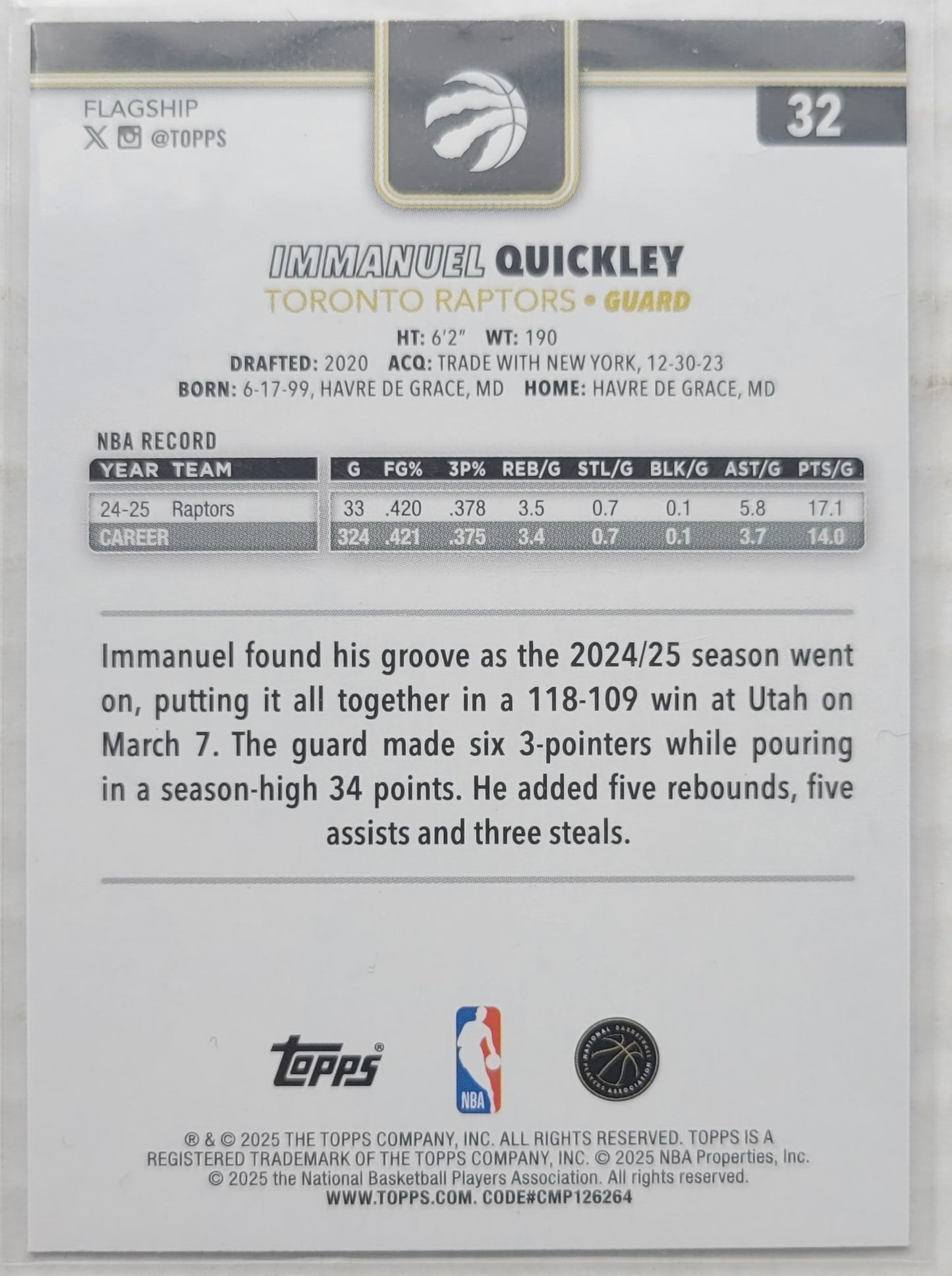 Immanuel Quickley - 2025-26 Topps Surge #32 - 17/99