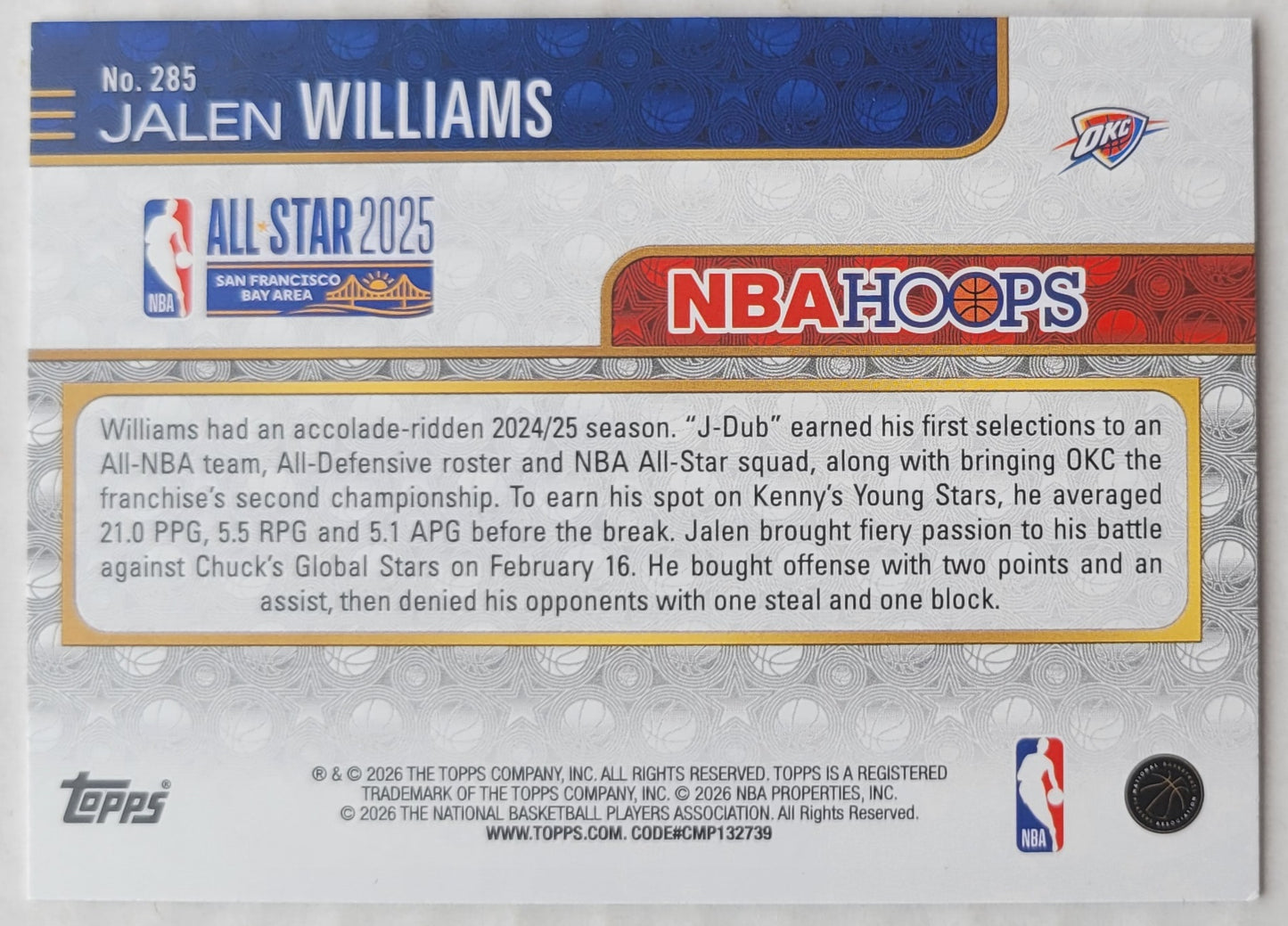 Jalen Williams - 2025-26 Hoops #285 AS