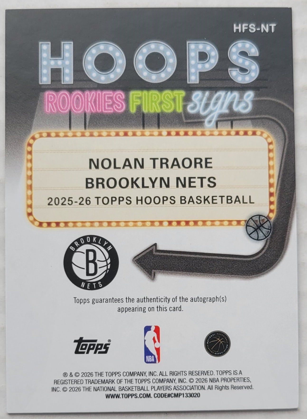 Nolan Traore - 2025-26 Hoops Rookie First Signs Light Burst Orange #HFSNT - 25/25