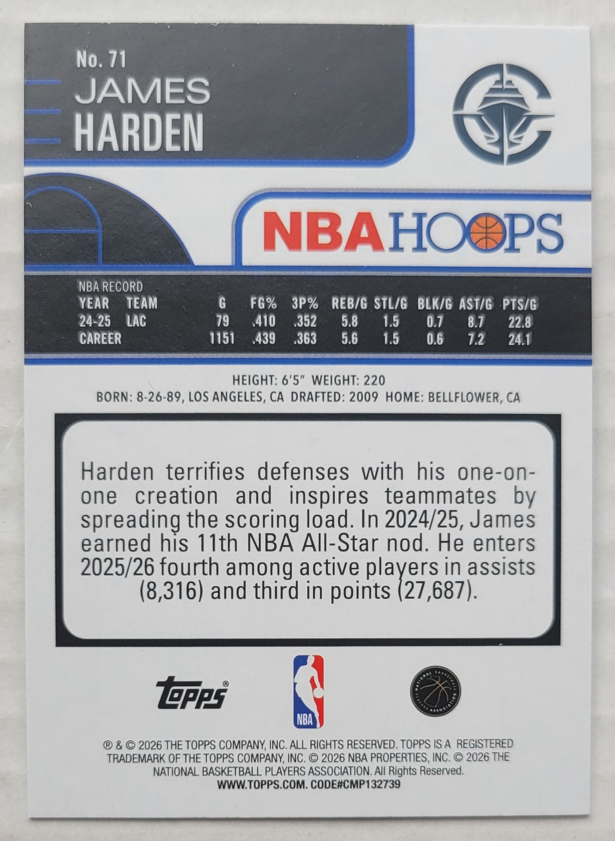 James Harden - 2025-26 Hoops #71