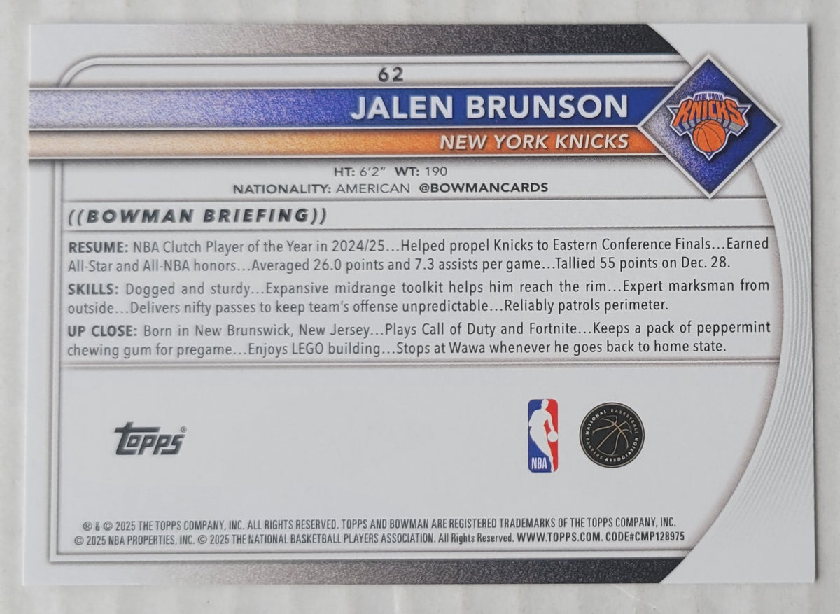 Jalen Brunson - 2025-26 Bowman #62
