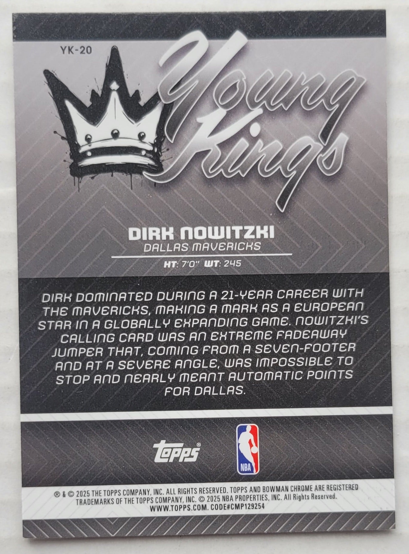 Dirk Nowitzki - 2025-26 Bowman Chrome Young Kings #YK20