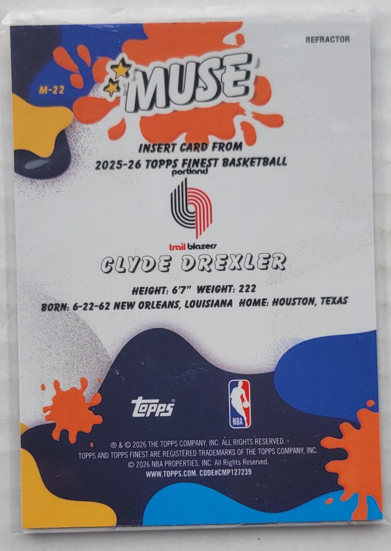 Clyde Drexler - 2025-26 Finest Muse Refractors #M22