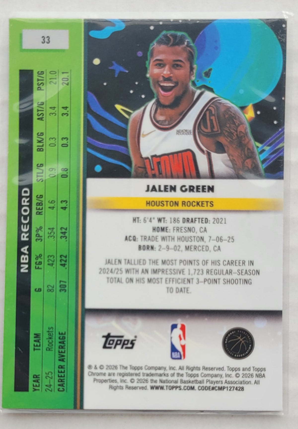 Jalen Green - 2025-26 Topps Cosmic Chrome #33