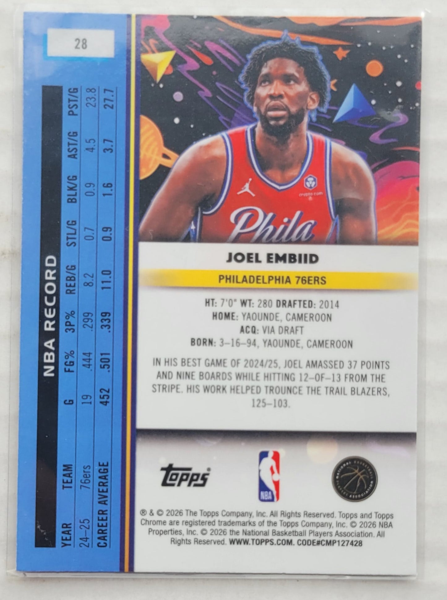 Joel Embiid - 2025-26 Topps Cosmic Chrome #28