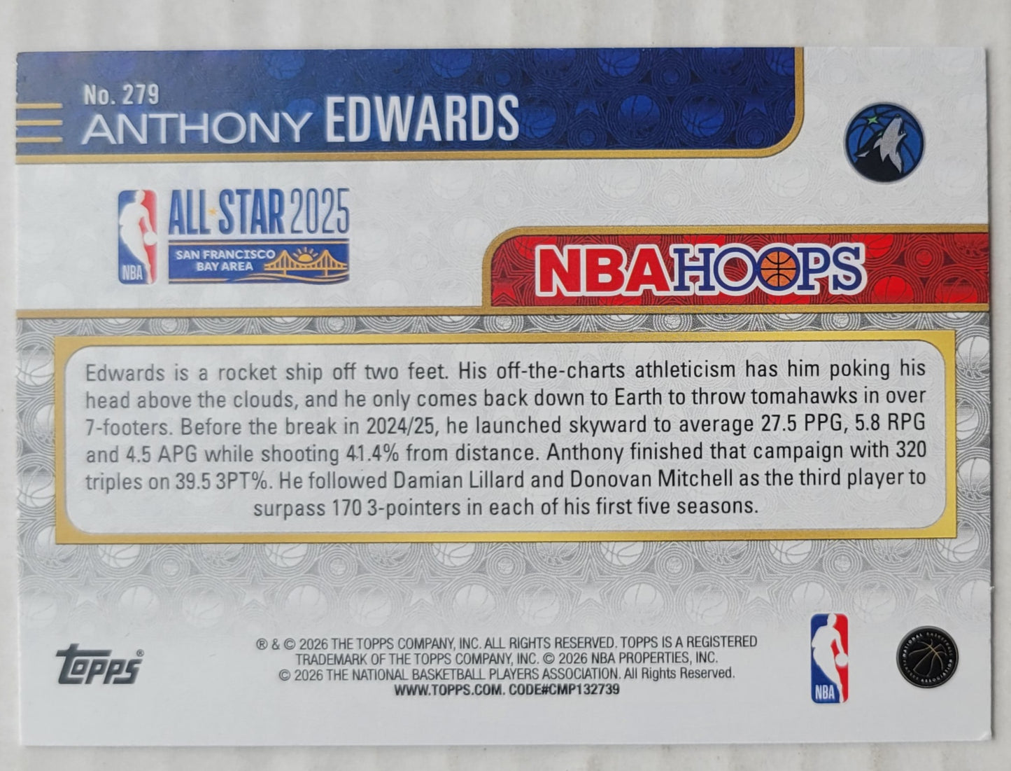 Anthony Edwards - 2025-26 Hoops #279 AS