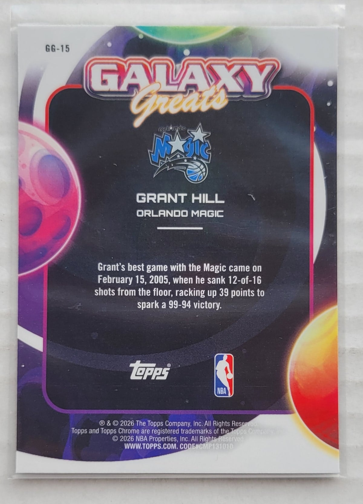 Grant Hill - 2025-26 Topps Cosmic Chrome Galaxy Greats #GG15