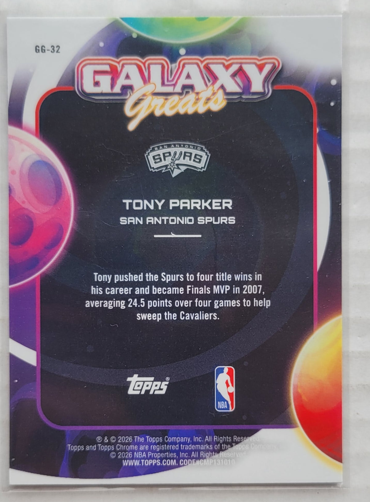 Tony Parker - 2025-26 Topps Cosmic Chrome Galaxy Greats #GG32