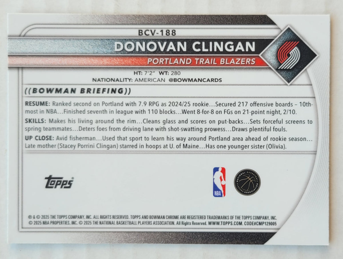 Donovan Clingan - 2025-26 Bowman Chrome Reptilian Refractors #BCV188