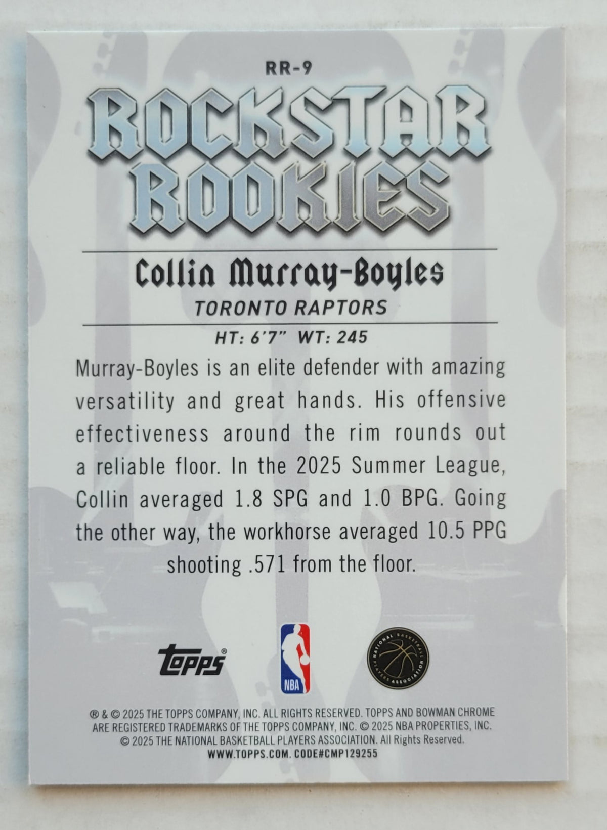 Collin Murray-Boyles - 2025-26 Bowman Rockstar Rookies #RR-9