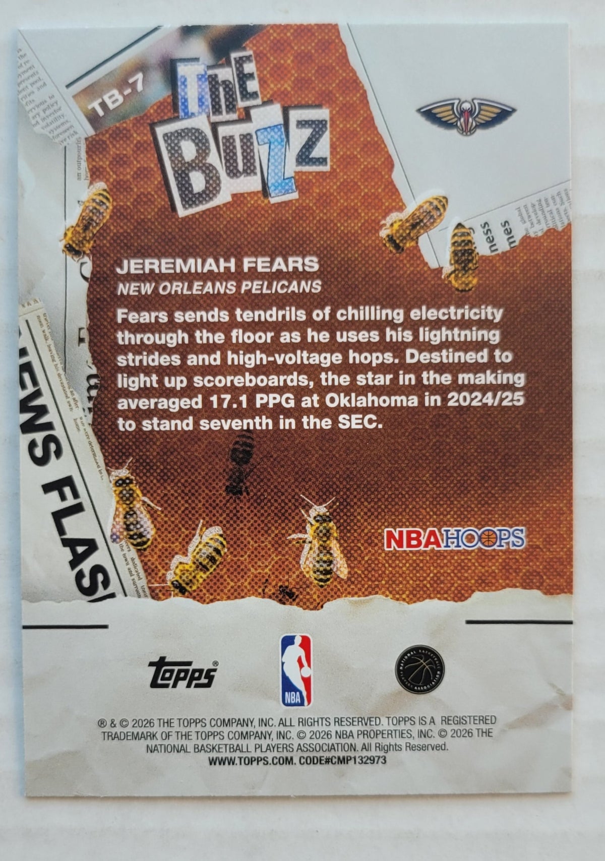 Jeremiah Fears - 2025-26 Hoops The Buzz #TB7