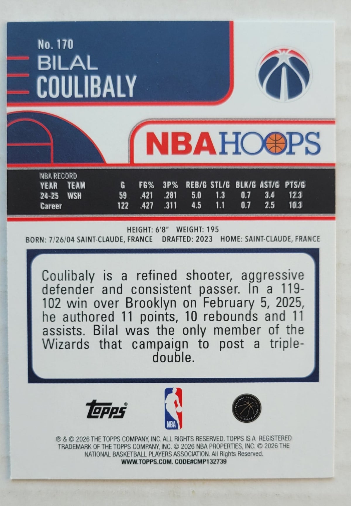 Bilal Coulibaly - 2025-26 Hoops #170