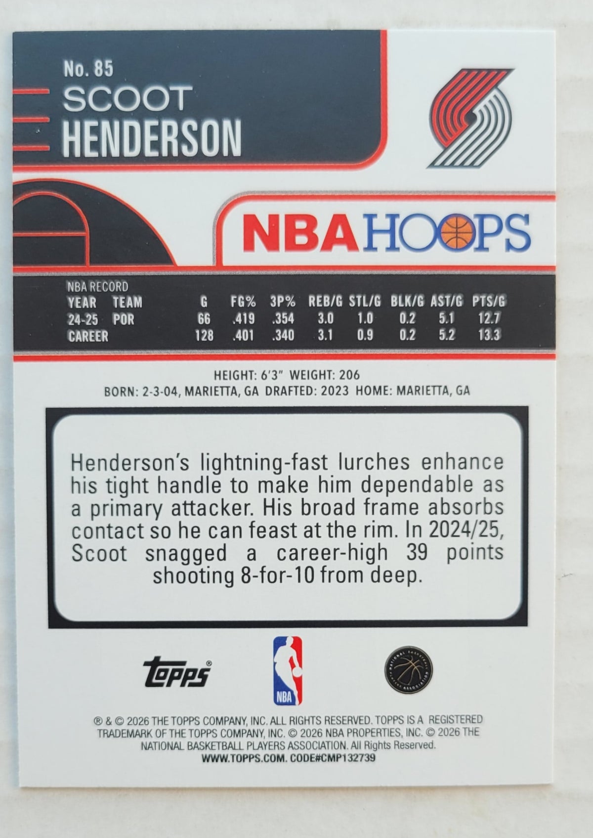 Scoot Henderson - 2025-26 Hoops #85