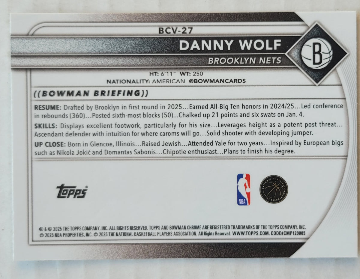 Danny Wolf - 2025-26 Bowman Chrome #BCV27 RC