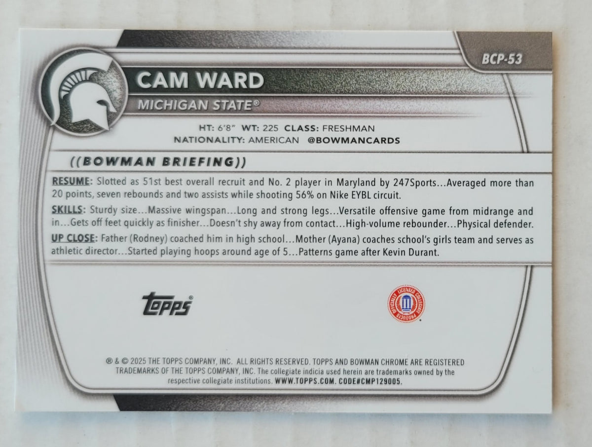 Cam Ward - 2025-26 Bowman Chrome University Prospects #BCP53