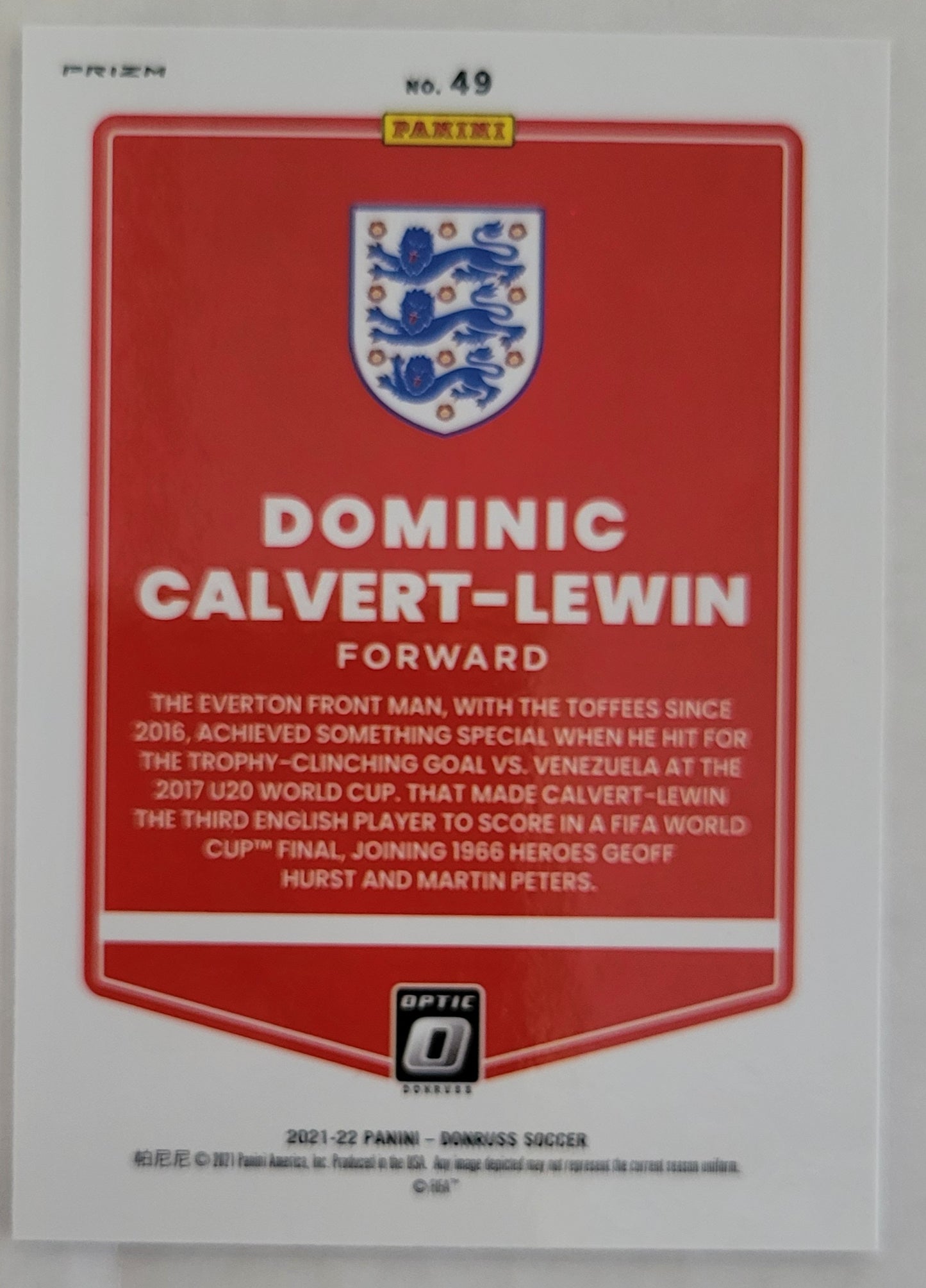 Dominic Calvert-Lewin - 2021-22 Donruss Optic Green Velocity #49 - England